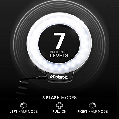 Polaroid 48 Macro LED Ring Flash & Light with 4 Diffusers (Clear, Warming, Blue, White) for Canon, Nikon, Panasonic, Olympus and Pentax SLR Cameras