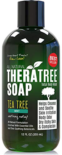 Oleavine TheraTree Tea Tree Oil Soap with Neem Oil (12oz), Helps Relieve Skin Irritation and Body Odor, Restore Healthy Complexion for Body and Face.