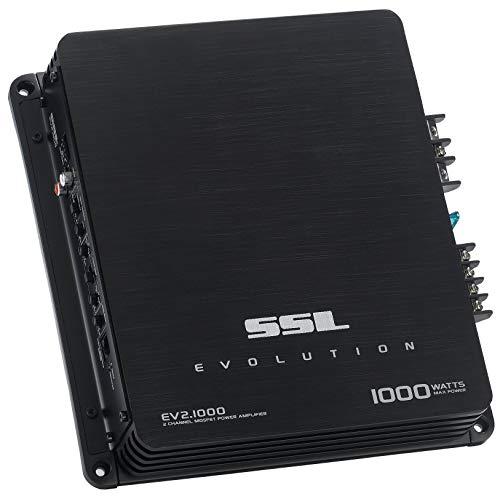 Sound Storm EV2.1000 Evolution 1000W 2-Channel Class A/B MOSFET Car Amplifier with Remote Subwoofer Control (2-8 Ohms, Bridgeable, Full Range)