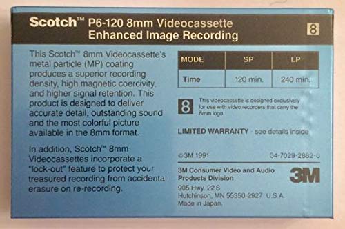 Scotch 8mm P6-120 Video Camera Cassette Tape (NTSC)