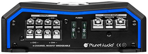 Planet Audio PL2400.4 4-Channel Car Amplifier (2400W, Full Range, Class A/B, 2/8 Ohm Stable, MOSFET Power Supply, Bridgeable)