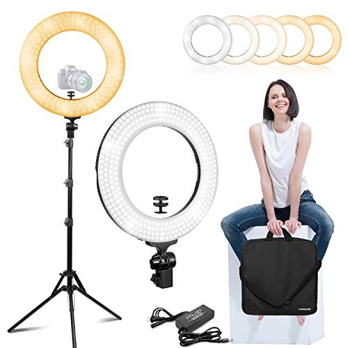 LimoStudio 14" LED Ring Light with Stand and Mount Adapter for Beauty Facial Shots, Smartphone Selfies, Video (AGG2203)