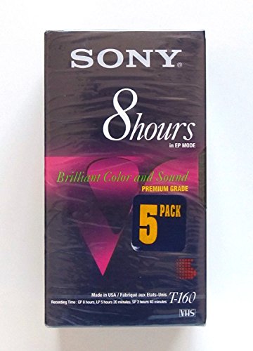 Sony T-160 8-Hour EP Mode Blank Videocassette (5-Pack)