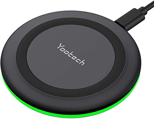 Yootech 10W Max Wireless Charger Pad Compatible with iPhone 12/12 Mini/12 Pro Max/SE 2020/11 Pro Max, Samsung Galaxy S21/S20/Note 10/S10, and AirPods Pro[No AC Adapter]