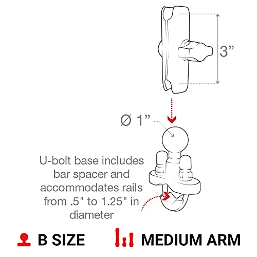 RAM Mounts X-Grip Smartphone Holder for Handlebar with U-Bolt Base (RAM-B-149Z-UN10)