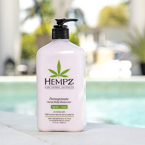 Hempz Pomegranate Herbal Moisturizer (17 oz.) - Paraben-Free Lotion for All Skin Types, Anti-Aging Hemp Skincare for Women & Men - Gluten-Free Hydrating Lotion