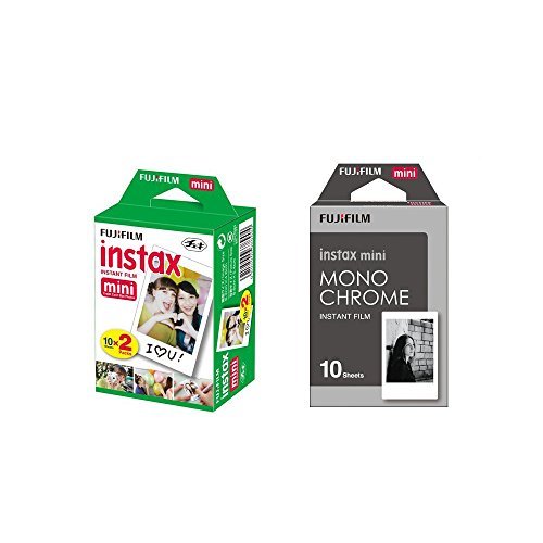 Fujifilm Instax Mini Instant Film 2-Pack Bundle, (20 Film + 10 Monochrome Film) Compatible with Mini 90, 8, 70, 7s, 50s, 25, 300 Camera and SP-1 Printer