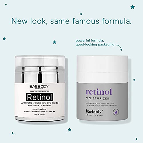 Baebody Retinol Moisturizer Cream (1.7 oz) for Face, Neck & Décolletage with Retinol, Jojoba Oil & Vitamin E - Fights Wrinkles & Acne.
