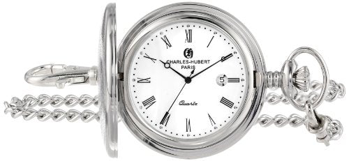 Charles-Hubert Paris Stainless Steel Quartz Pocket Watch (3817-B)