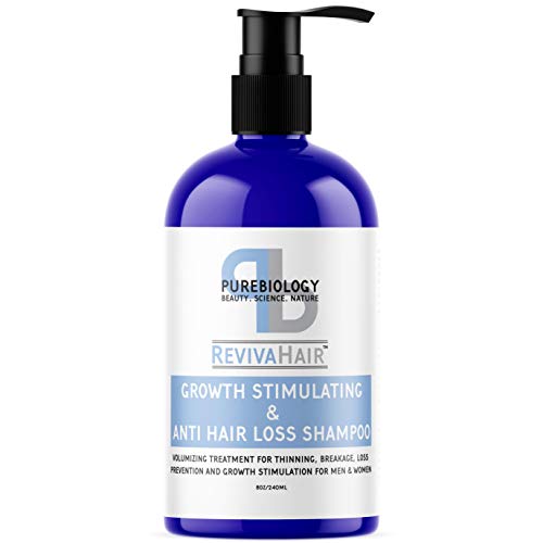 Pure Biology Hair Growth Shampoo with Biotin & Keratin, Natural DHT Blockers, Vitamins B & E, Anti Hair Loss Complex for Thinning Hair (Men & Women)