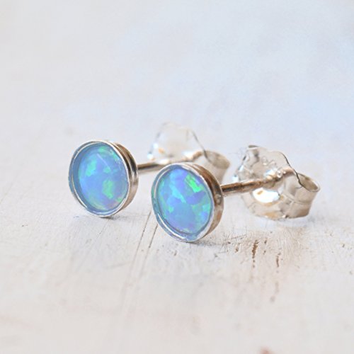 Sterling Silver Opal Stud Earrings for Women (4mm Posts)