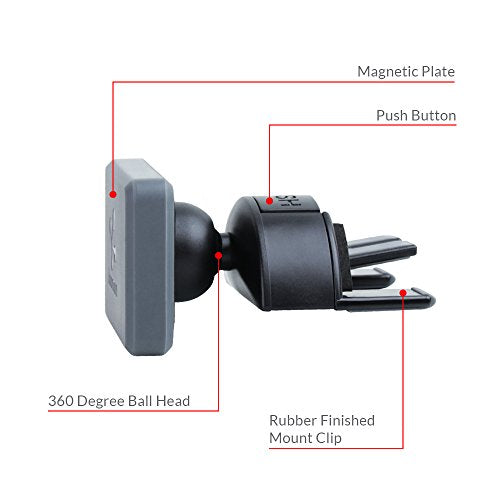Koomus Pro CD-M Magnetic Cradle-less Smartphone Car Mount Holder (for iPhone and Android Devices, Single, Black)