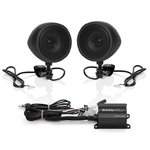 BOSS Audio Systems MCBK420B Motorcycle Bluetooth Speaker System with Class D Compact Amplifier, 3" Weatherproof Speakers, Volume Control (for ATVs/Motorcycles and 12V Vehicles)