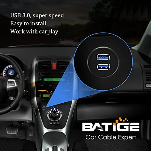 BATIGE 2-Port USB 3.0 Extension Cable (Male to Female) - 3ft for Trucks, Boats, and Motorcycles