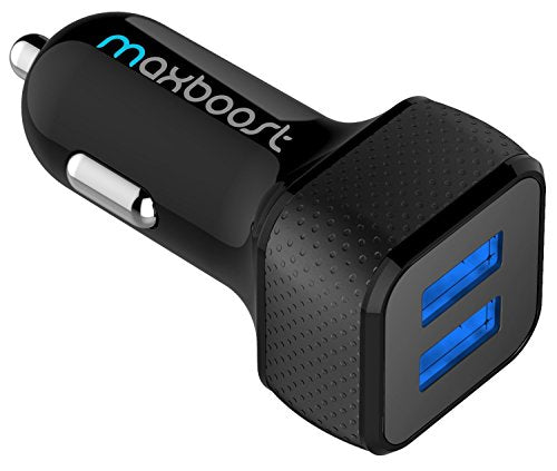 Maxboost 4.8A Car Charger [Black] with SmartUSB Port for iPhone 12 11 Pro Max/XS Max/XR/XS/X/8/7/Plus, Galaxy S20 Ultra/S10/S10+/S10e/Note, LG, Air, Mini, Huawei, Moto, Pixel