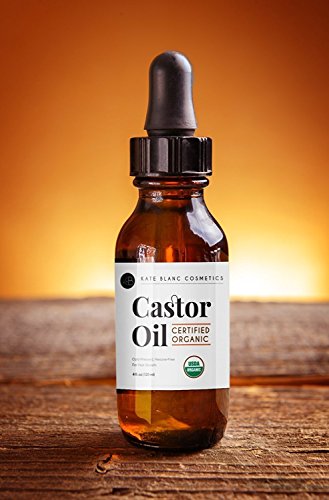 Kate Blanc USDA Certified Organic Castor Oil (2oz), 100% Pure, Cold Pressed, Hexane-Free. Stimulates Growth of Eyelashes, Eyebrows & Hair. Moisturizes Skin & Cleanses with Starter Kit
