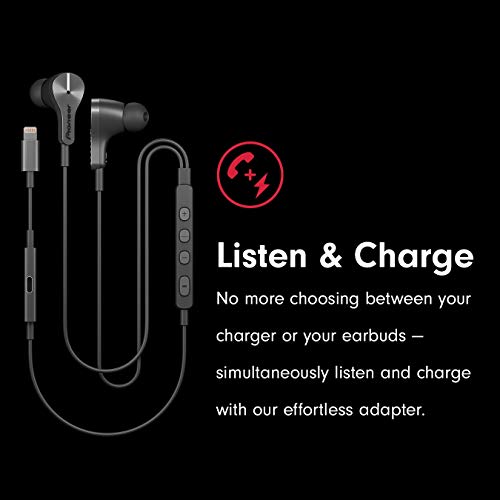 Pioneer Rayz Plus Graphite Wired Earphones with Microphone and Active Noise Cancellation, Smart Noise Reduction, Auto-Pause, Hands-Free and Hey Siri MFI Certified for Compatible iPhones, iPads and iPods