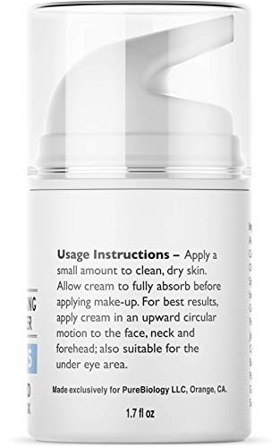 Pure Biology Retinol Moisturizer Cream with Hyaluronic Acid, Vitamins B5, E & Anti Aging Complex – Face & Eye Skin Care for Men & Women, All Skin Types (1.7 OZ)
