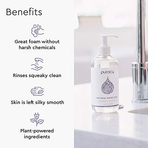 Puracy Natural Liquid Hand Soap Refill (64 fl oz) - Lavender & Vanilla Scent, Sulfate-Free, Hydrating Gel Hand Soap with Plant-Derived Ingredients, Gentle Hand Wash, Cruelty-Free