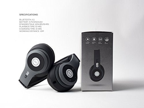 iJoy Stealth Foldable Over-Ear Bluetooth Wireless Headphones with Matte Finish and Mic (Premium Rechargeable)