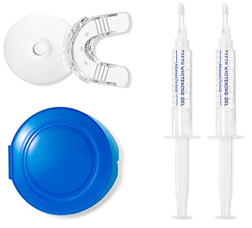 AuraGlow Teeth Whitening Kit with LED Light, (2) 5ml 35% Carbamide Peroxide Gel Syringes, Tray and Case