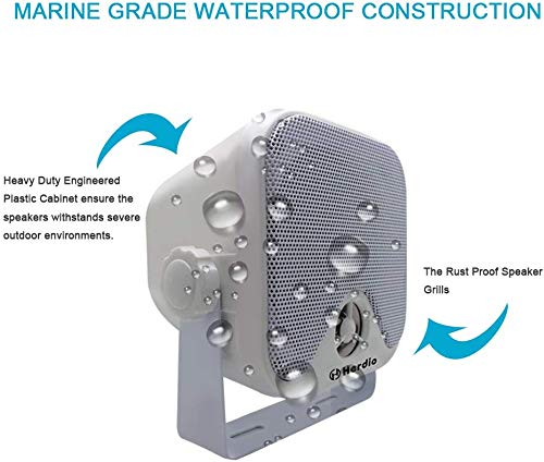 Heavy Duty Waterproof 4" Outdoor Marine Box Speakers with Surface Mounts - White (for Skid Steer ATV UTV RZR Golf Cart)