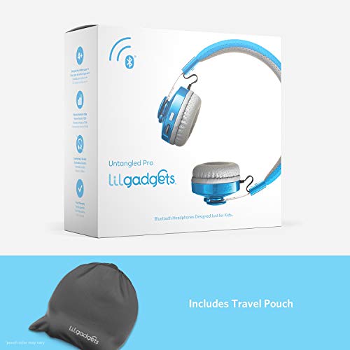 LilGadgets Untangled PRO Kids Premium Wireless Bluetooth Headphones with SharePort, Microphone and (Children) - Blue