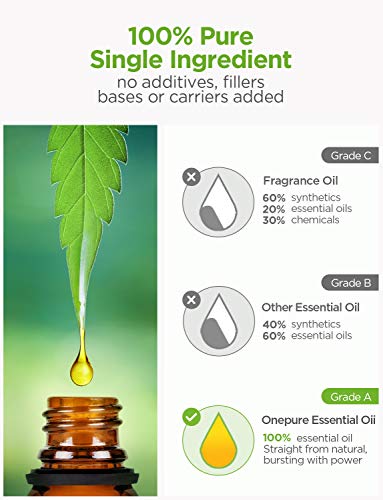 OnePure 6x10ml Essential Oils Set for Diffusers, Humidifiers, Massage & Aromatherapy (Lavender, Tea Tree, Eucalyptus, Lemongrass, Orange, Peppermint)