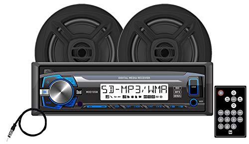 Dual Electronics MCP103B Detachable Marine Stereo with USB and SD Card Ports, 6.5" Dual Cone Speakers and Antenna