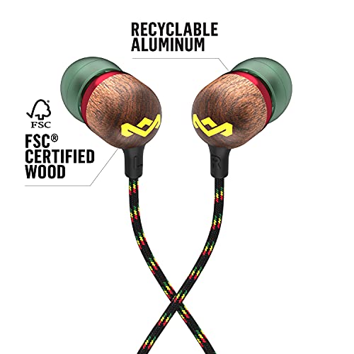 House of Marley Smile Jamaica Wired Noise-Isolating Headphones with Microphone and Rasta Design