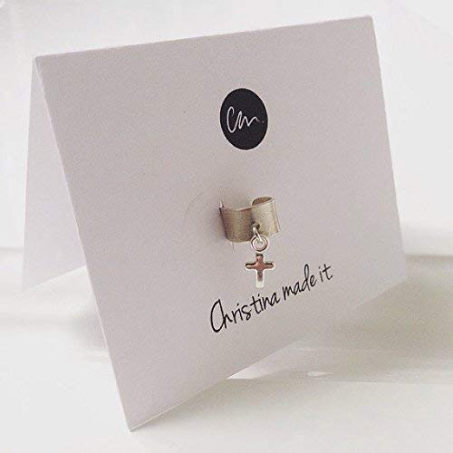Sterling Silver Cross Charm Ear Cuff (for Women and Men)