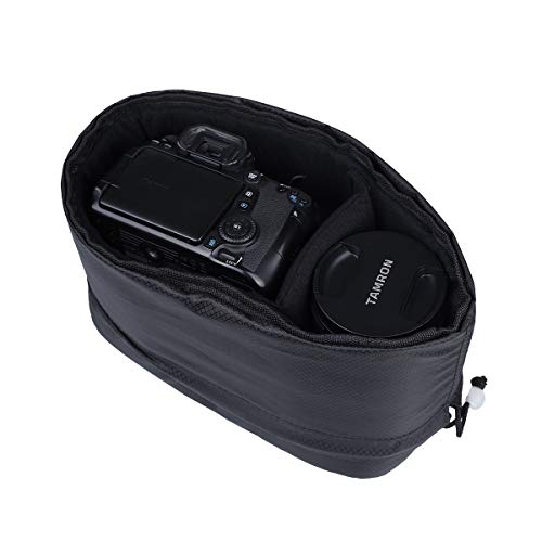 JAKAGO Shockproof Camera Insert Bag for Canon Nikon Sony SLR/DSLR/Mirrorless Cameras, Accessories, and Lens Flash Light - Adjustable Dividers, Water Resistant Inner Case (Black)