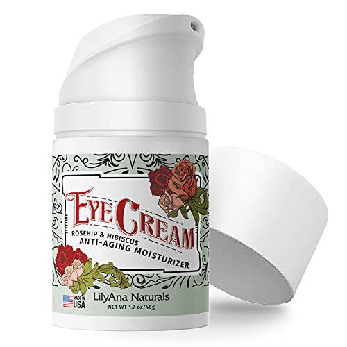LilyAna Naturals Eye Cream - 2-Month Supply - Made in USA - Anti-Aging, Reduces Dark Circles/Puffiness, Improves Fine Lines/Wrinkles - Rosehip & Hibiscus Botanicals - 1.7oz (1-Pack)