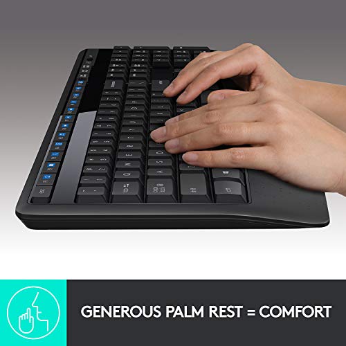 Logitech MK345 Wireless Keyboard & Mouse Combo - Full-Size, Palm Rest & Right-Handed Design - Black