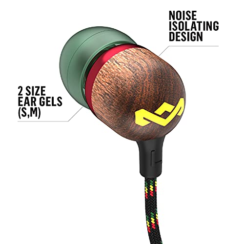 House of Marley Smile Jamaica Wired Noise-Isolating Headphones with Microphone and Rasta Design