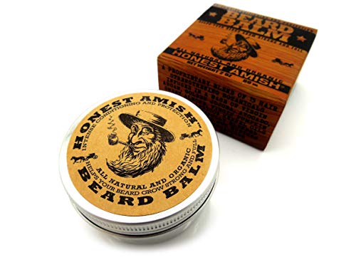 Honest Amish Beard Balm Leave-in Conditioner (2oz Tin), Organic & Natural Ingredients