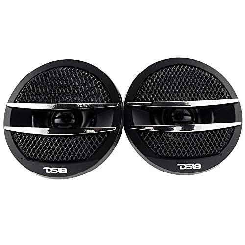 DS18 TX1S 1.38" 200W Max Pei Dome Ferrite Tweeters with Mounting Kits (Black/Silver, Set of 2)