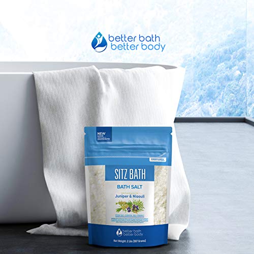 Sitz Bath Soak 32 fl. oz. (BPA Free) with Epsom Salt, Natural Geranium, Frankincense, Lavender & Niaouli Oils & Vitamin C, Press-Lock Seal