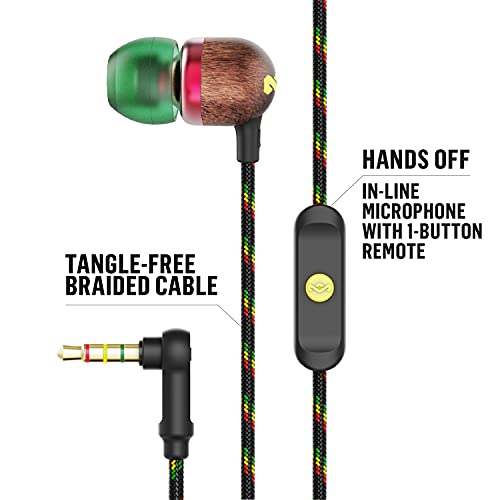 House of Marley Smile Jamaica Wired Noise-Isolating Headphones with Microphone and Rasta Design