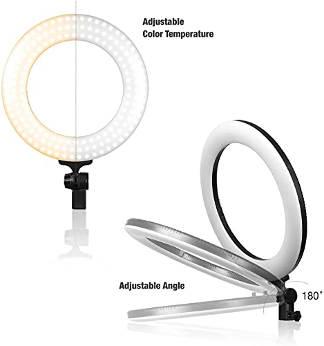 LimoStudio AGG1774 240LED 18" Dimmable Ring Light Kit with Adjustable Brightness & Color Temperature, Sturdy Light Stand, Bluetooth Remote & Easy Carry Bag.