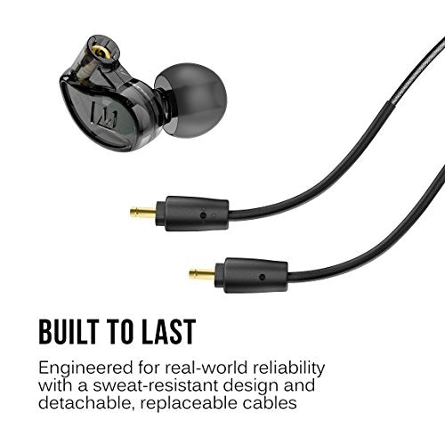 MEE audio M6 PRO 2nd Gen Musicians' In-Ear Monitors with Detachable Cables, Universal-Fit and Noise-Isolating (Black)