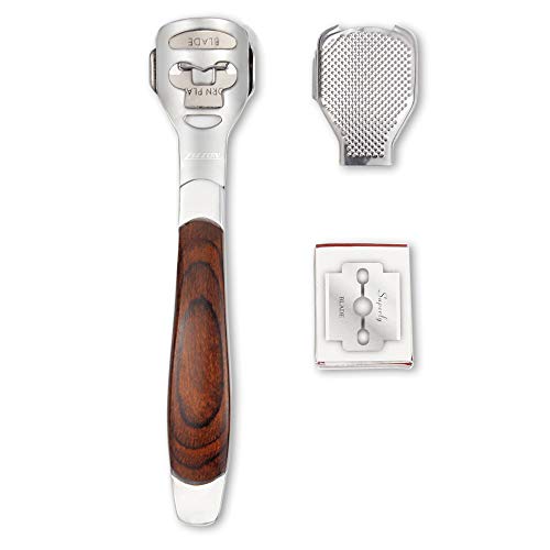 ZIZZON Foot Care Pedicure Callus Remover with Wood Handle and 10 Blades
