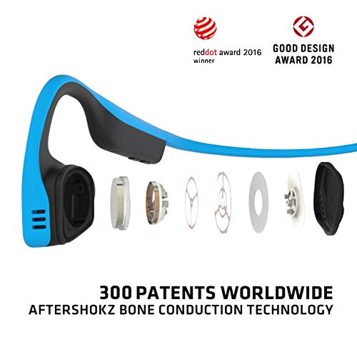 AfterShokz Titanium Ocean Blue Bone Conduction Wireless Bluetooth Headphones (AS600OB)