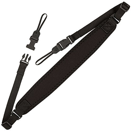 OP/TECH USA Super Classic Strap UNI Loop - Padded Neoprene Neck Strap with Control-Stretch System and Quick Disconnects, Black Model 1401002