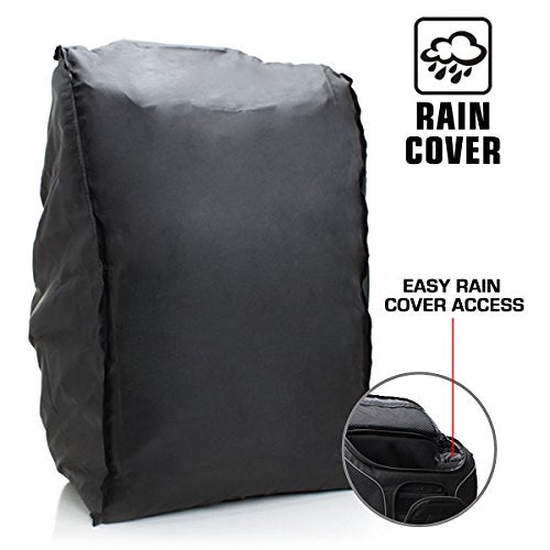 USA GEAR DSLR Camera Backpack Case with 15.6" Laptop Compartment, Padded Dividers, Tripod Holder, Rain Cover and Storage Pockets - Long-Lasting Durability (Black)