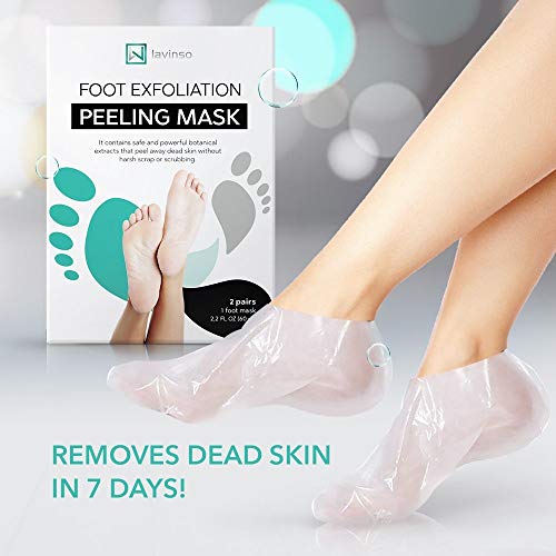 Lavinso Foot Peel Mask 2 Pack: Exfoliate and Soften Callused, Dry and Rough Feet with Baby Soft Results!