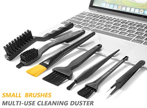 Small Black Cleaning Brush Kit (7 Piece Set) for Computers, Laptops and Cameras
