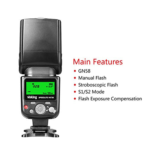 Voking VK750 LCD Flash Speedlite for Nikon, Pentax, Panasonic, Olympus, Fujifilm DSLR/Mirrorless Cameras