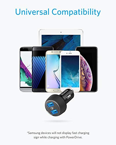 Anker PowerDrive Speed 2 39W Dual USB Car Charger Adapter (Quick Charge 3.0 Compatible) for Galaxy S10/S9/S8/S7/S6/Plus, Note 9, iPhone 11/XS/Max/XR/X/8/7, iPad Pro, LG, Nexus and More.