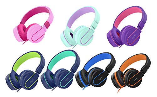 Elecder i36 Kids Headphones for Girls and Boys, Foldable and Adjustable On Ear Headphones with 3.5mm Jack for Smartphones, Computers, Kindle, MP3/4 and Tablets (Blue/Green)